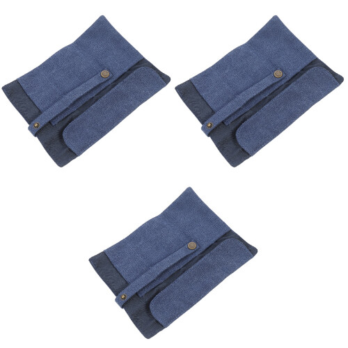 3Pcs Blue Canvas Watch Organizer Roll Lightweight Travel Storage Case 2