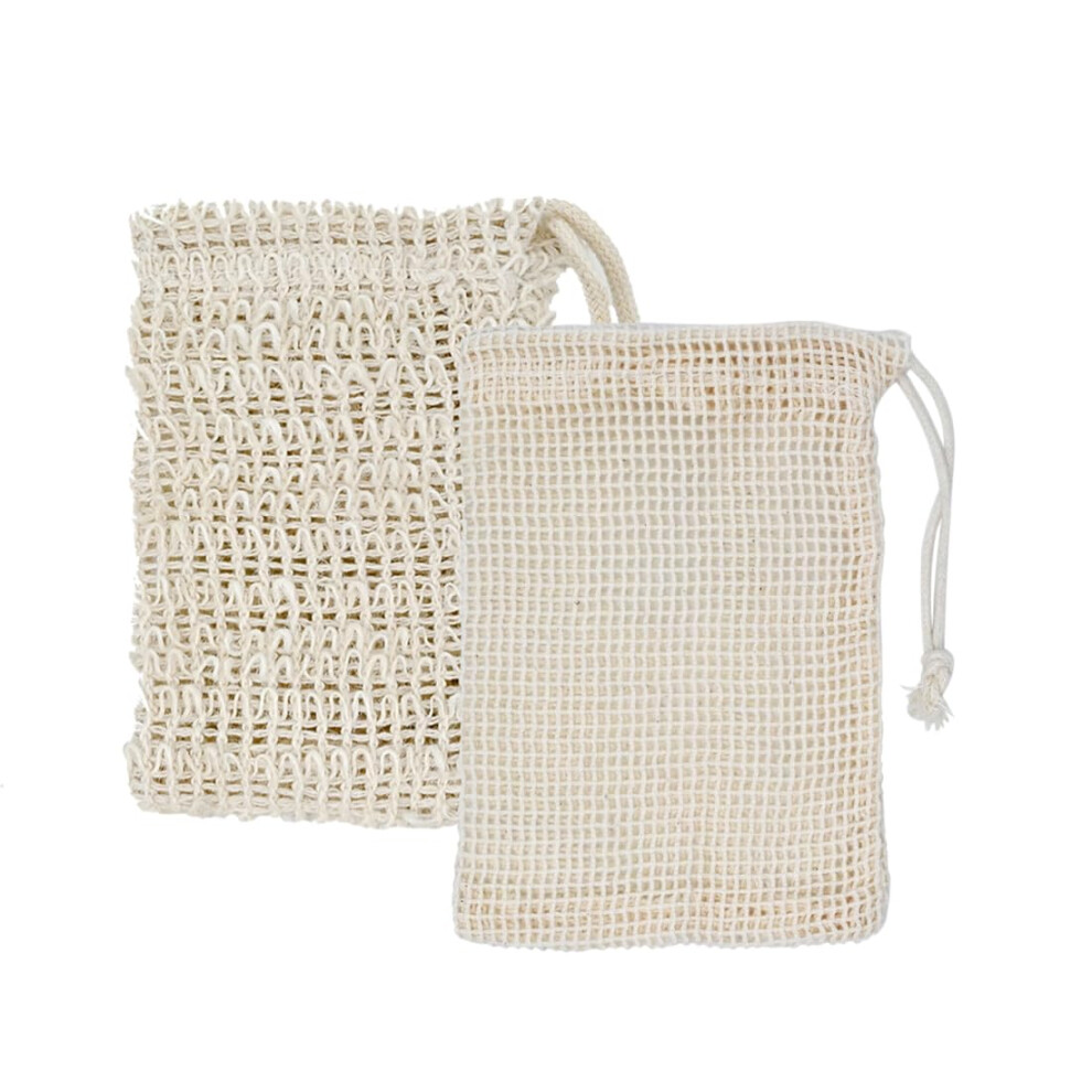 2Pcs Sisal Soap Bag for Gentle Skin Exfoliation and Rich Lather, Reusable Soap Saver Pouch for Shower