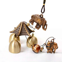 (elephant) 1 Pcs Copper Retro Wind Chimes Courtyard Garden Outdoor Living Decoration Metal Wind Chimes Outdoor Chinese Wind Lucky Metal