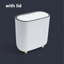 (wtih a  lid) Narrow Shape Press Ring Trash Can with Lid for Bathroom Gap, Highlighting the Features of Garbage Classification