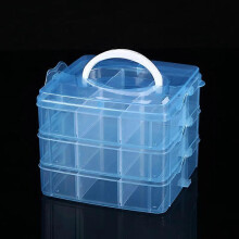 (2pcs Blue) 3 Tier 18-Grid Transparent Adjustable Stackable Compartment Slot Plastic Storage Box For Organizing Toys Jewelry Accessories