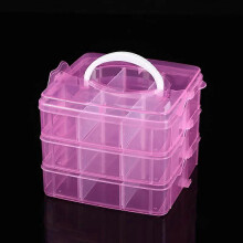 (2pcs Pink) 3 Tier 18-Grid Transparent Adjustable Stackable Compartment Slot Plastic Storage Box For Organizing Toys Jewelry Accessories