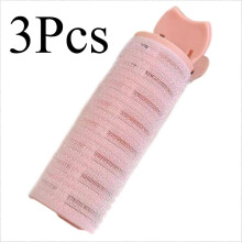 (Pink 3pcs) Heatless Overnight Hair Curlers - DIY Bangs & Lazy Styling Set with Fluffy Rollers & Clips for Natural Waves (No Heat Damage)