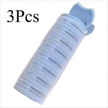 (Blue 3pcs) Heatless Overnight Hair Curlers - DIY Bangs & Lazy Styling Set with Fluffy Rollers & Clips for Natural Waves (No Heat Damage)