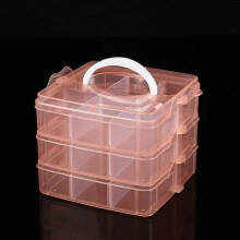 (2pcs Orange) 3 Tier 18-Grid Transparent Adjustable Stackable Compartment Slot Plastic Storage Box For Organizing Toys Jewelry Accessories