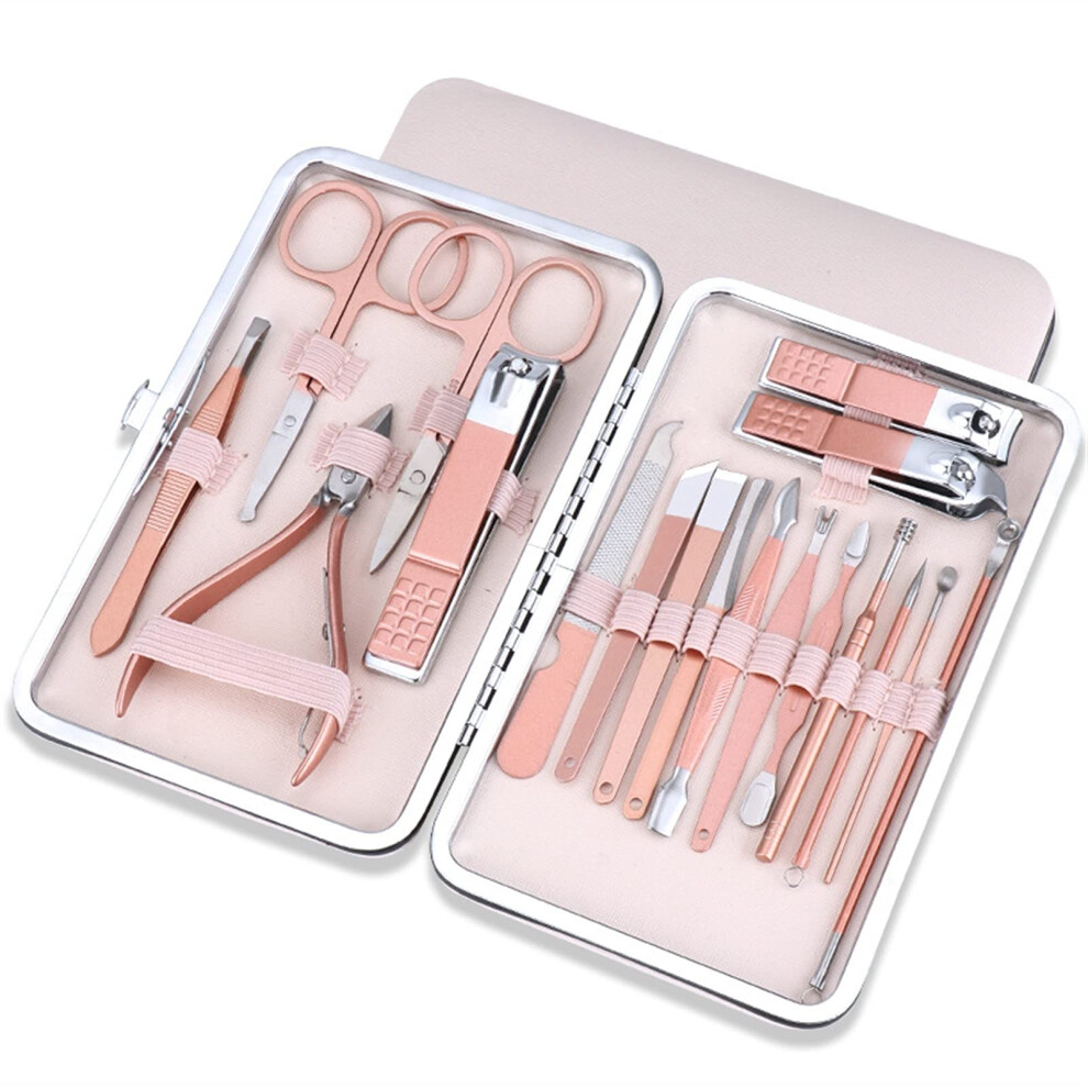 Professional Manicure Set with Case, Ergonomic Nail Clippers Kit for Pedicure and Grooming Tools