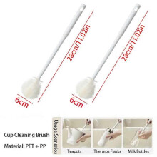 (2pcs C White) Long Handle Cup Brush,Kitchen Glass Bottle Cleaning Brush,Milk Bottle Tea Cup Scrubber,No-Electricity Required Cleaning Tool