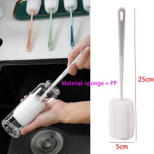 (style D White) Long Handle Cup Brush,Kitchen Glass Bottle Cleaning Brush,Milk Bottle Tea Cup Scrubber,No-Electricity Required Cleaning Tool
