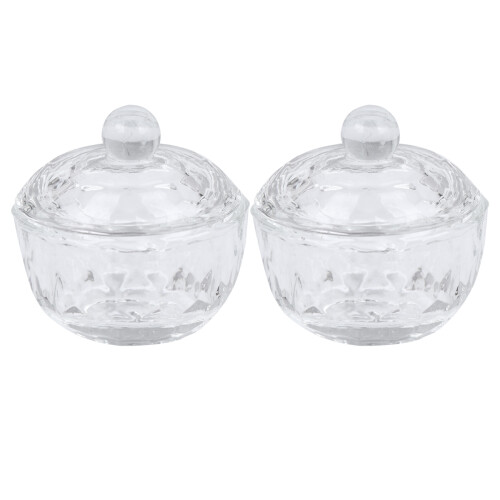 6 Pcs Nail Art Glass Crystal Cup Tiny Storage Box With Lid