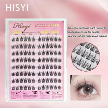 (Sunflowers) HISYI Self-Adhesive False Eyelashes 8 Rows - Glue-Free, Natural Look, Reusable & Easy Apply for Daily/Party Makeup (8-Pack)