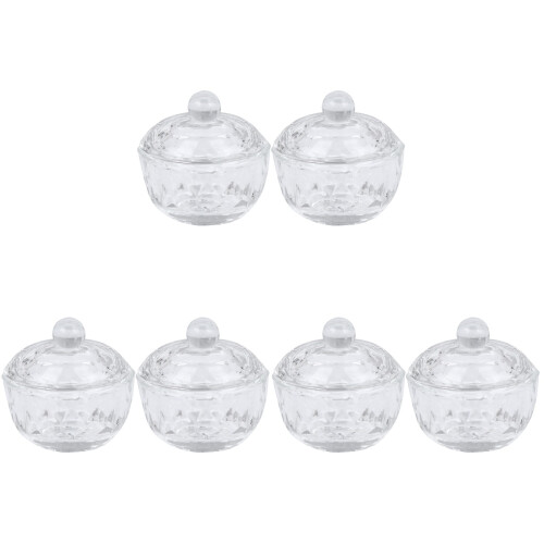 6 Pcs Nail Art Glass Crystal Cup Tiny Storage Box With Lid 1