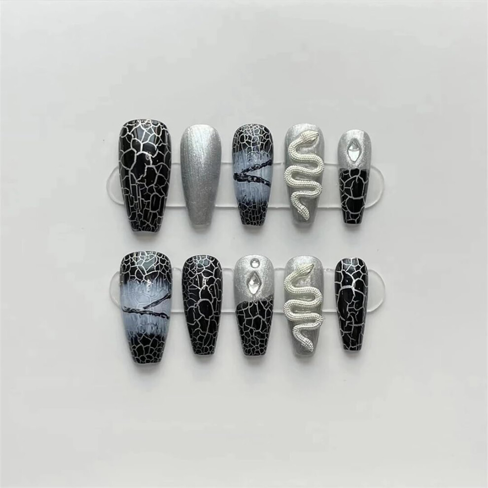 Almond Shape Press On Nails with French Tip, Reusable Full Coverage Acrylic Fake Nails