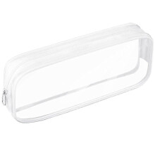 (White) Clear Pencil Bag, Clear Exam Pencil Case, Waterproof PVC Zippered C...