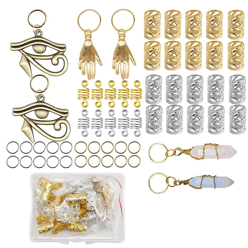 Unisex Hair Braid Rings With Metal Coils Dreadlock Hair Jewelry Beads For Braids And Twists