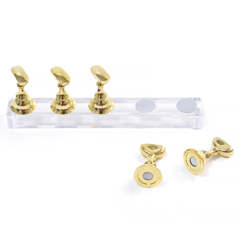 Magnetic Nail Practice Stand with Suction Base Gold Nail Tips Display Holder for False Tips