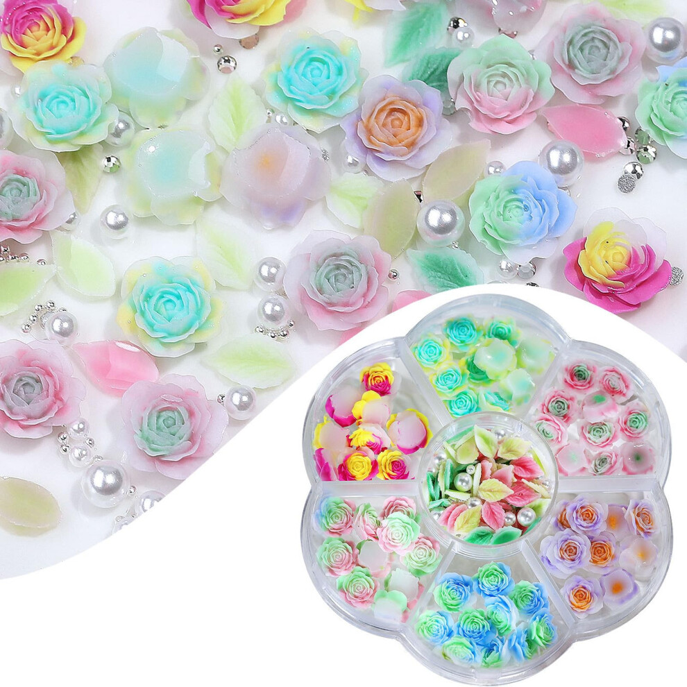 3D Nail Art Decorations Resin Rose and Leaf Charms for Acrylic Nails DIY Manicure Salon Use