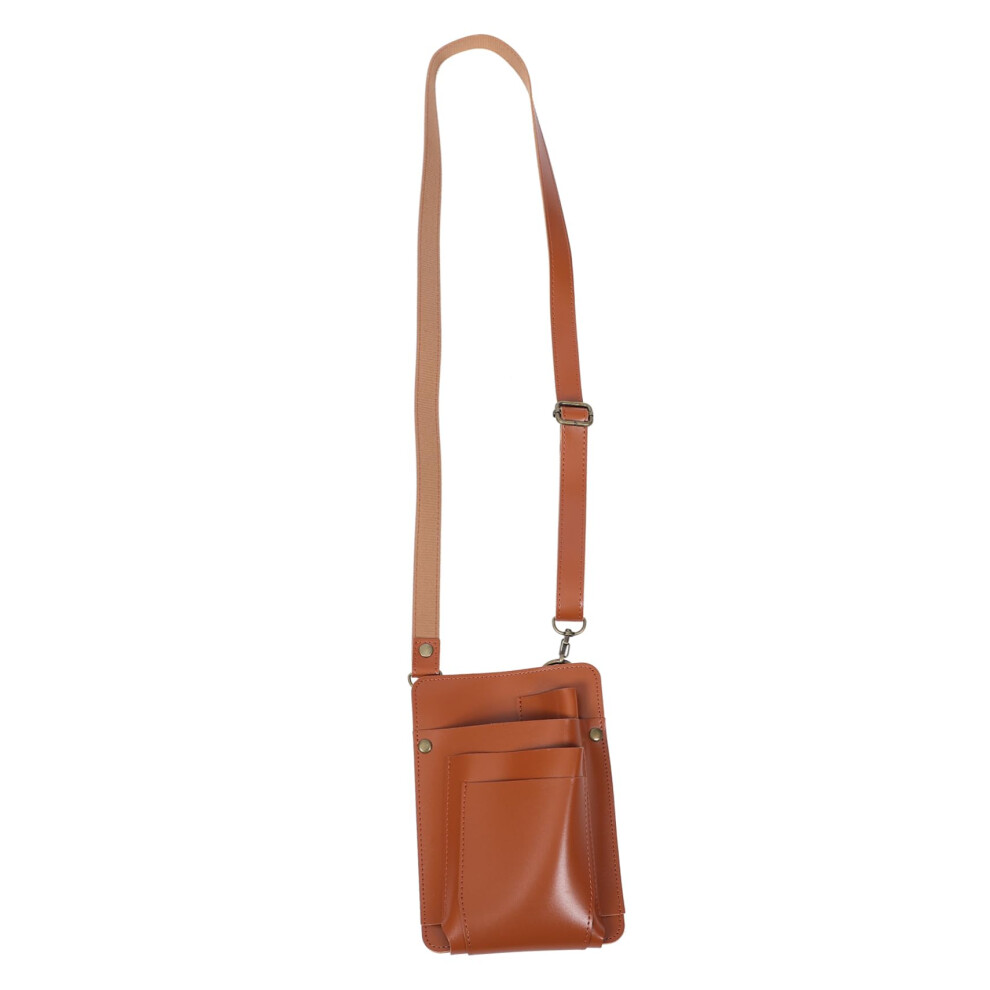 Barber Tool Waist Bag Pu Leather Hairdressing Scissor Pouch With Multiple Compartments Brown 9450606820716