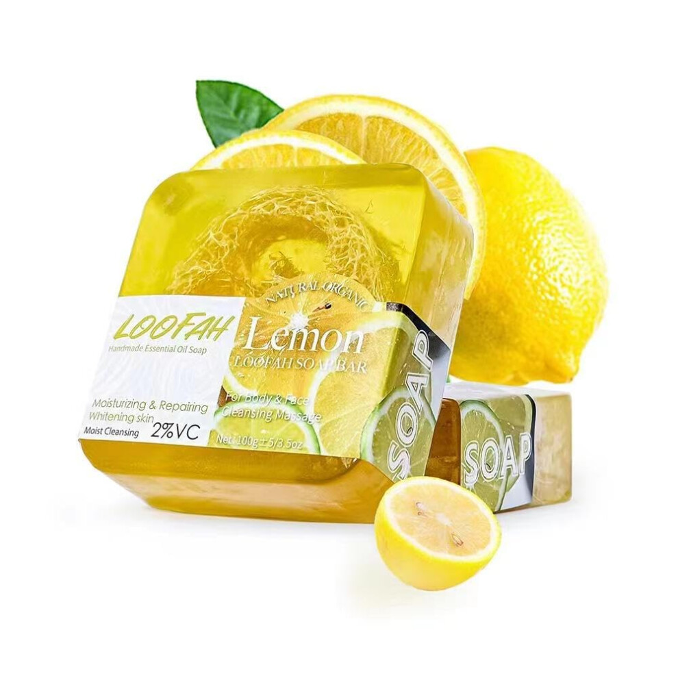 Natural Loofah Soap Bar with Lemon Scent for Gentle Exfoliation and Deep Hydration, Handmade Quality