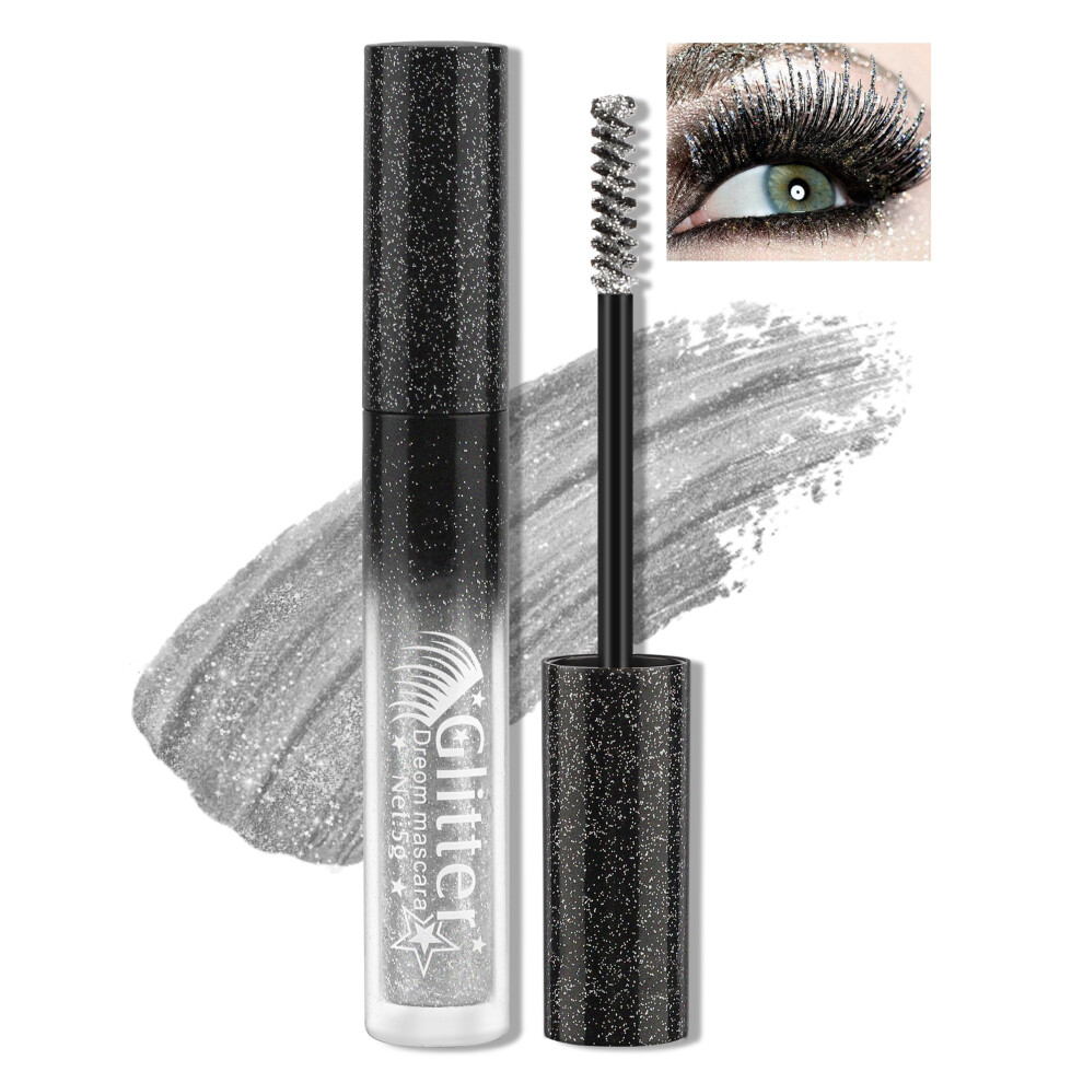 Glitter Mascara Waterproof Silver â Long Lasting Curl Definition Colored Mascara for Party Stage