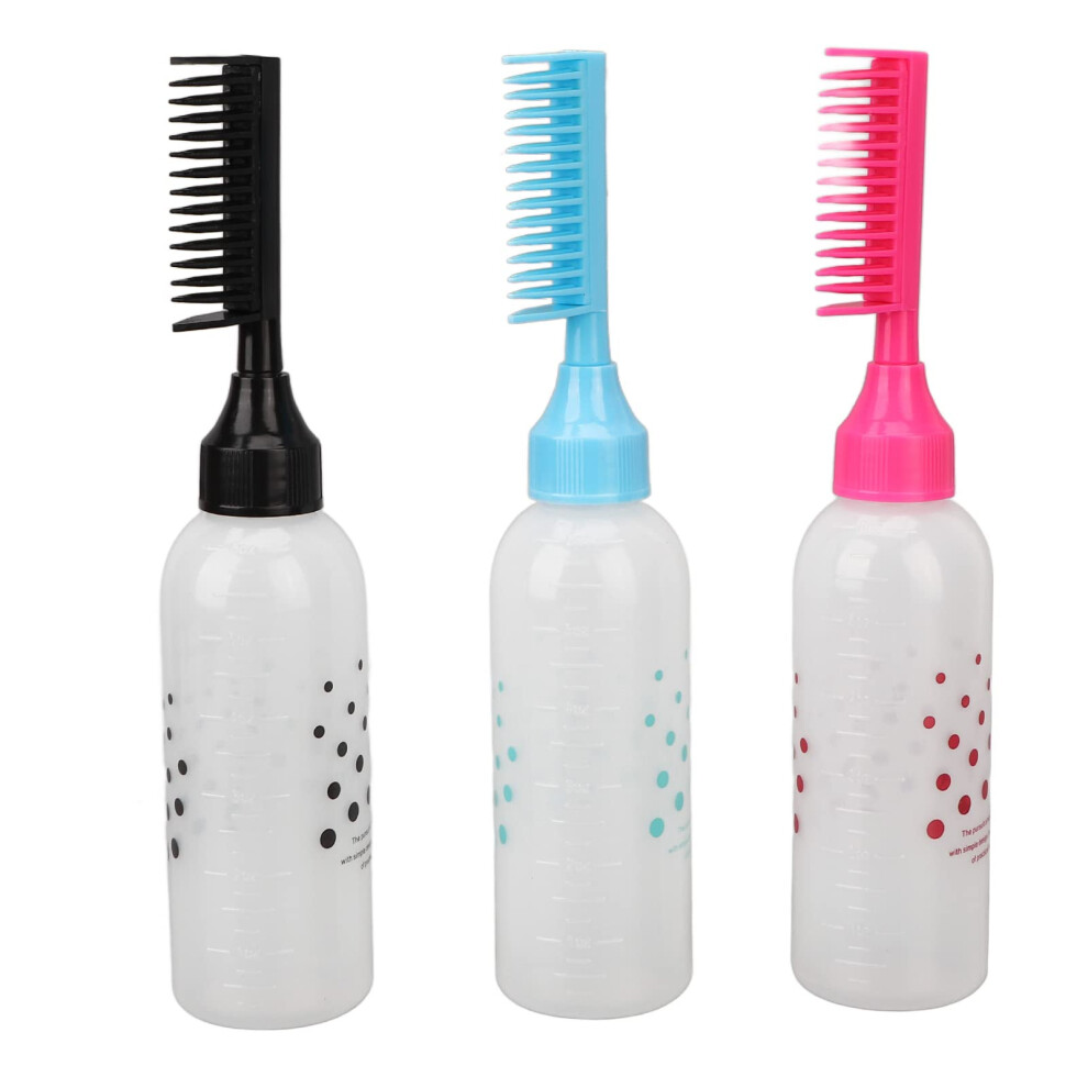 Hair Oil and Root Comb Applicator Bottles 3pcs, Clear Scale Precise Root Application, Mess Hair Dye and Shampoo Treatment