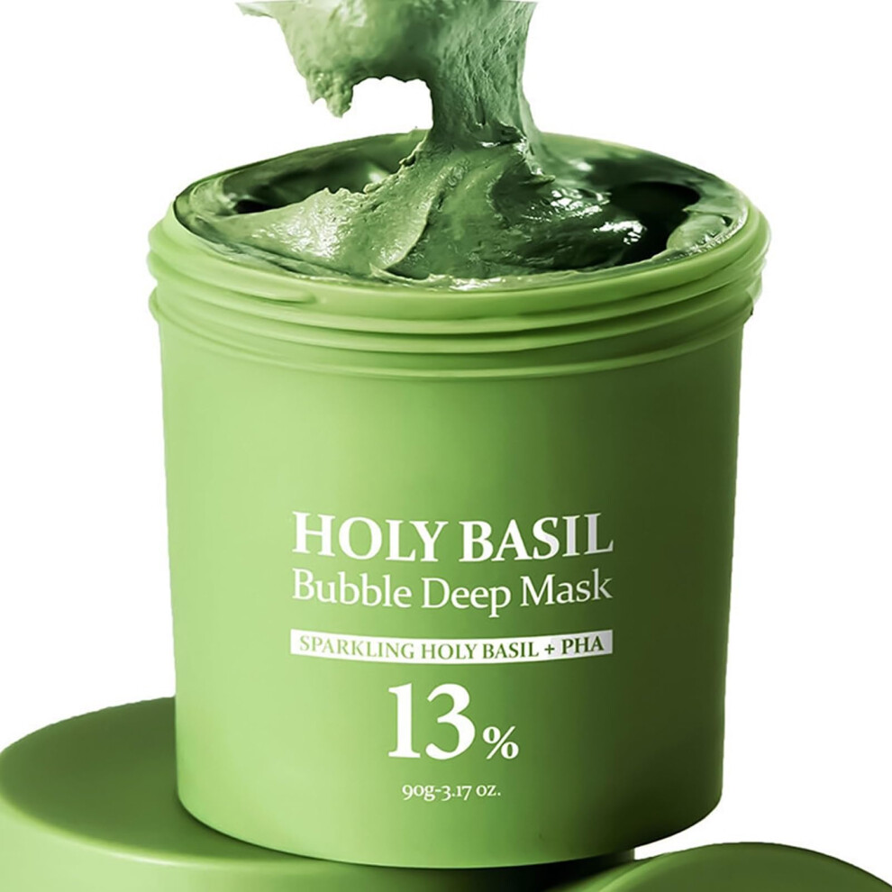 Carbonated Clay Face Mask with Holy Basil Extract, Deep Pore Cleansing, Blackhead and Oil Control