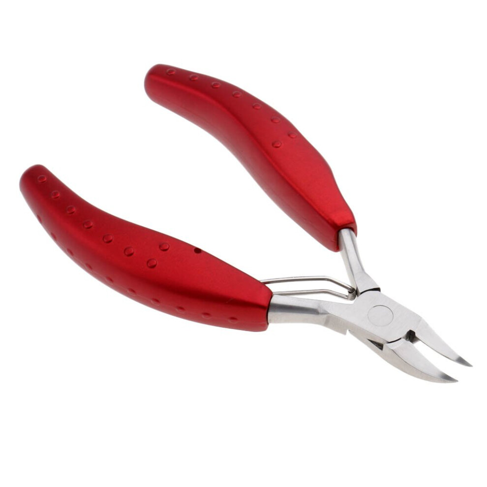 Red Cuticle Nipper Stainless Steel Blades Ergonomic Grip Professional Toenail Clippers