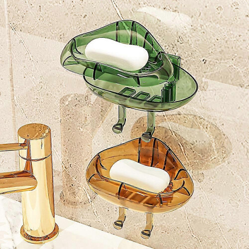 (Amber) Clouds Shape Wall Mounted Soaps Rack Transparent Soaps Suction Rack For Bathroom 2