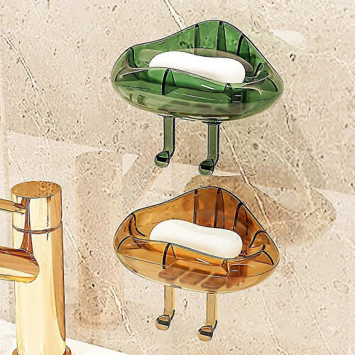 (Amber) Clouds Shape Wall Mounted Soaps Rack Transparent Soaps Suction Rack For Bathroom 1