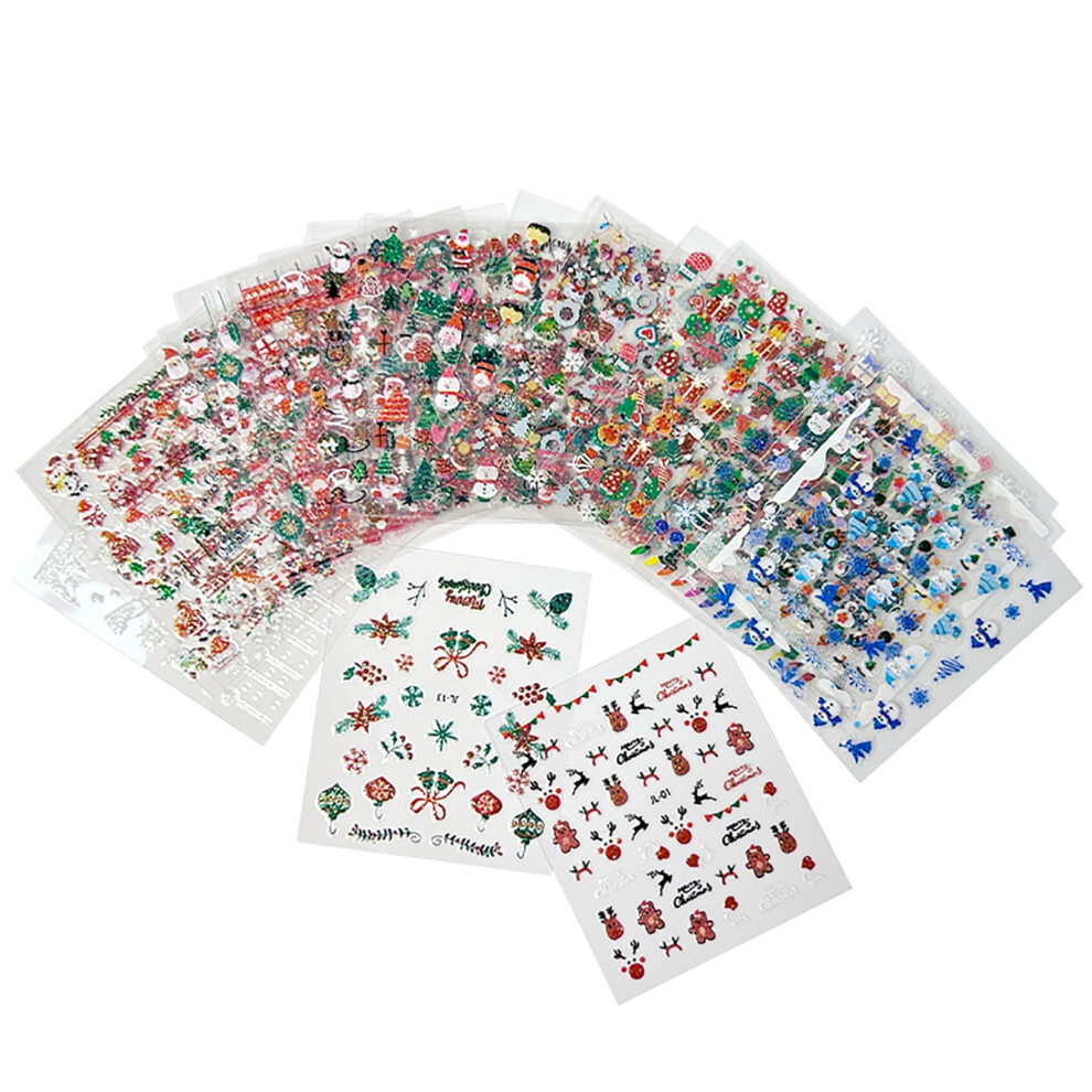 Christmas Nail Art Stickers Holiday Nail Decals with Snowflake Santa Elk Tree Designs Easy SelfAdhesive
