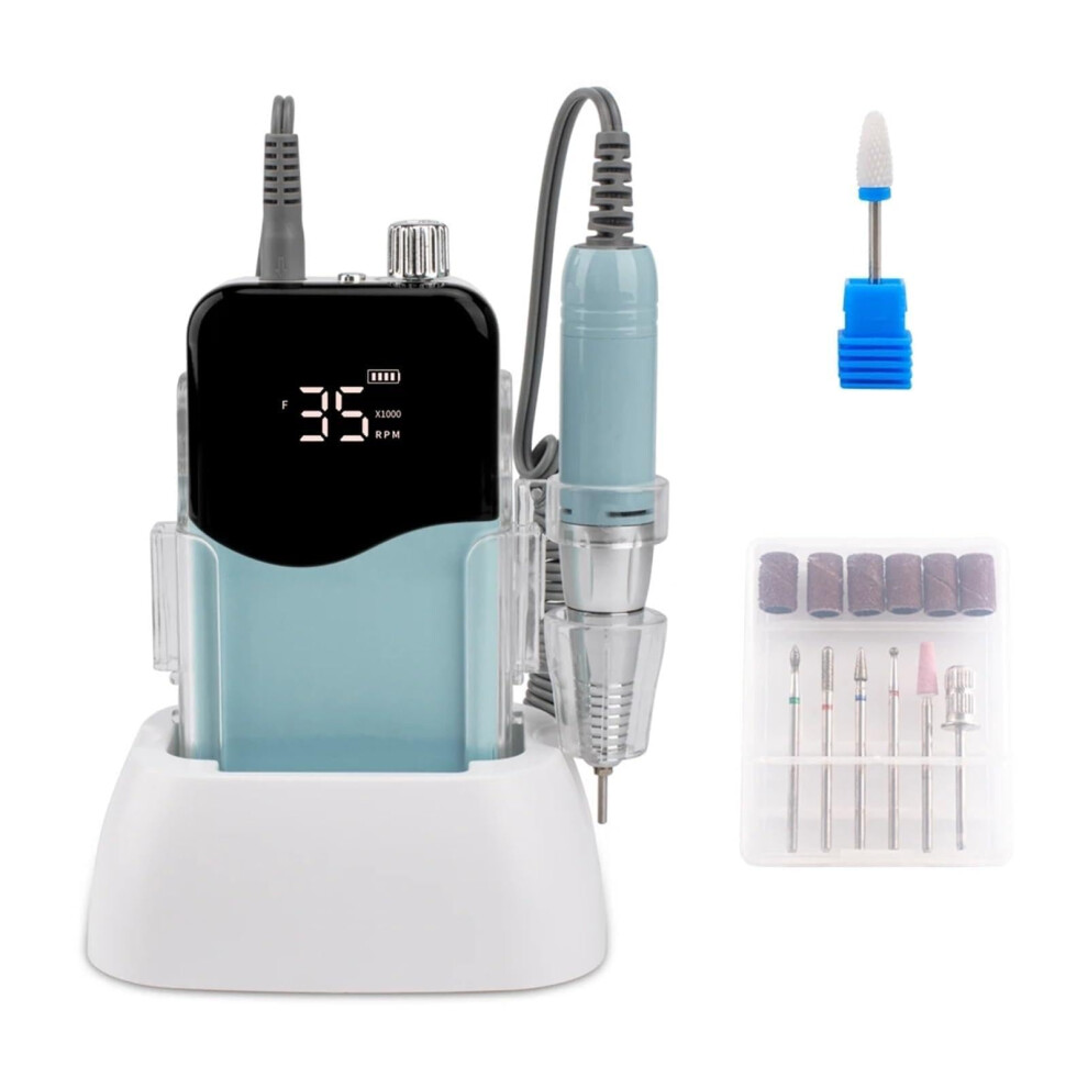 Cordless Electric Nail Drill 35000RPM Rechargeable File for Manicure Pedicure Salon and Home Use