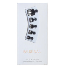 (Glue Models) Short Glue-on Fake Toenails Full Faux Diamonds Black Gel Toe Nails Tips For Women And Girls 24pcs