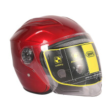 (Chinese Red) Unisex Safety Cycling Helmets Sunshade Motorbike Helmets With Anti-fog Goggles