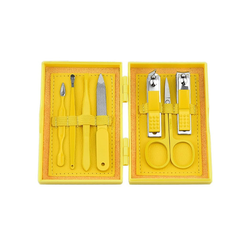 White Manicure Set With Precision Cutting Nail Clipper, Ergonomic Grip, Compact Travel Case, 7Pcs