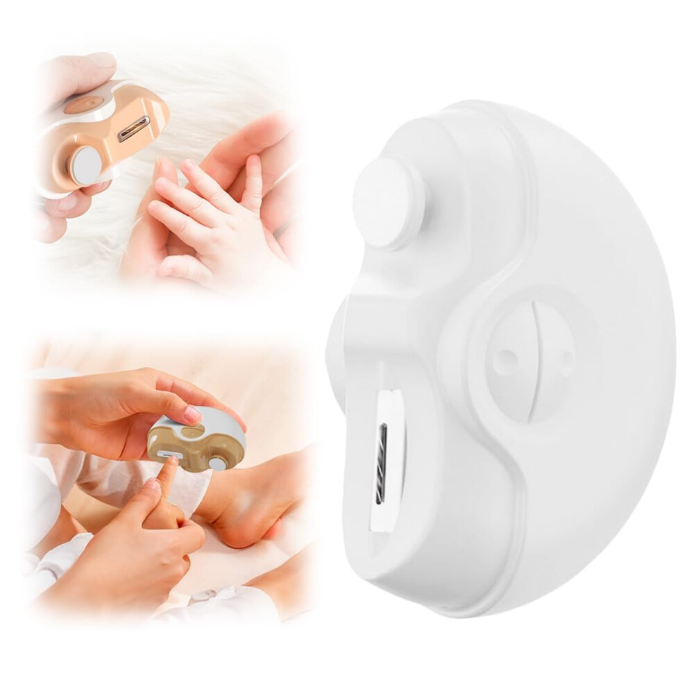 Electric Nail Clipper for Seniors with 3in1 Nail Care, Dual Speed, LED Light, Rechargeable White