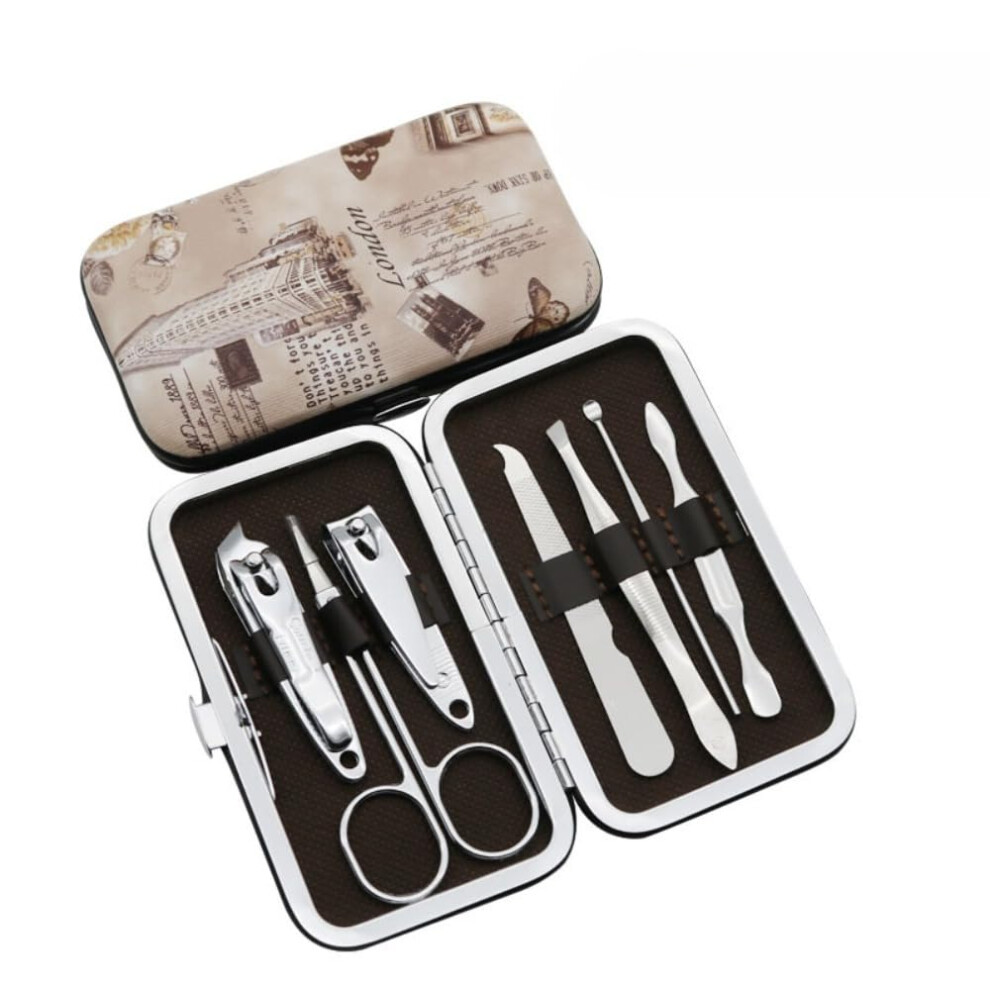 Manicure Set Stainless Steel 7 Pieces Professional Nail Grooming Kit with Travel Case