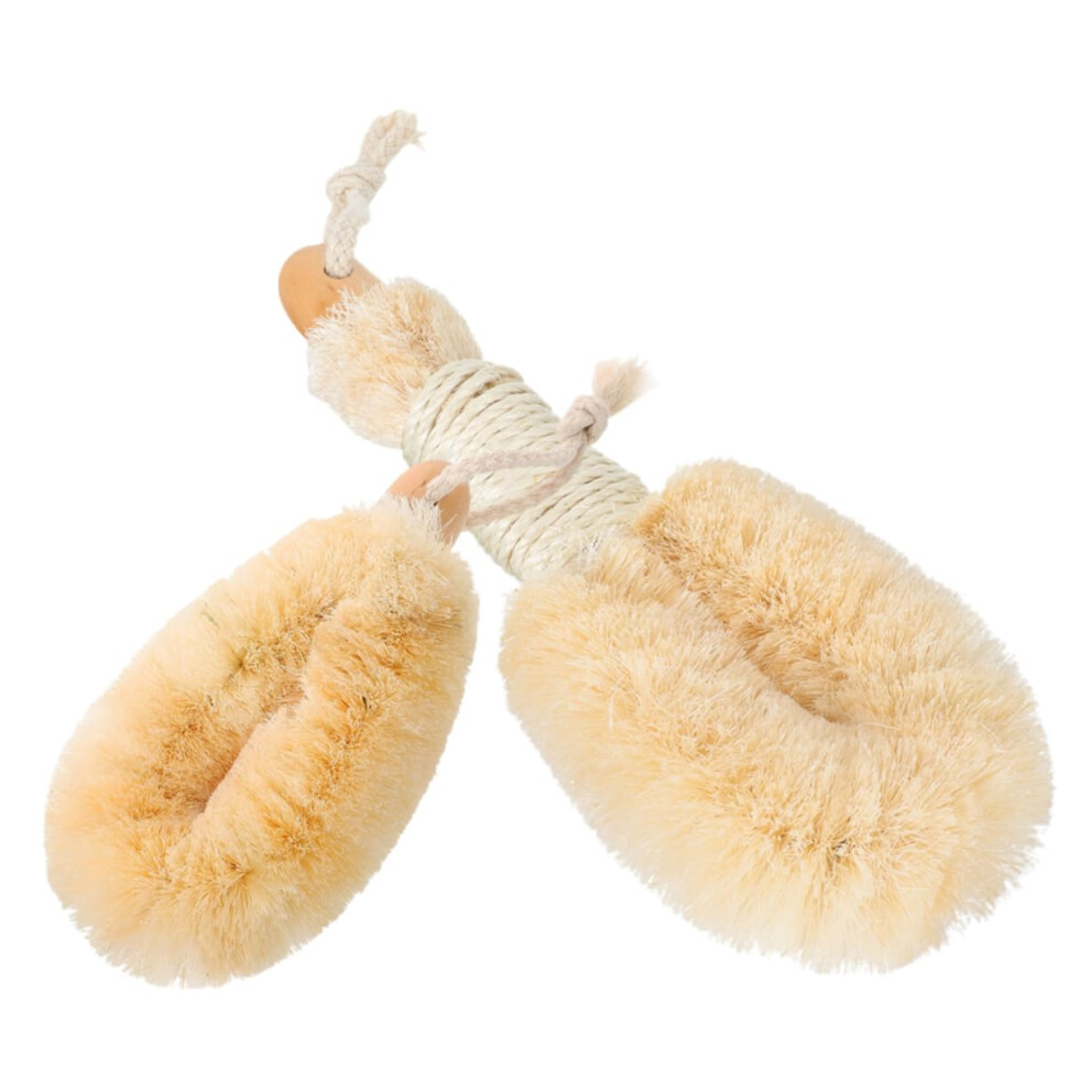Natural Sisal Bath Brush Set Body Scrubber for Gentle Exfoliation Dry/Wet Use Ergonomic Handle