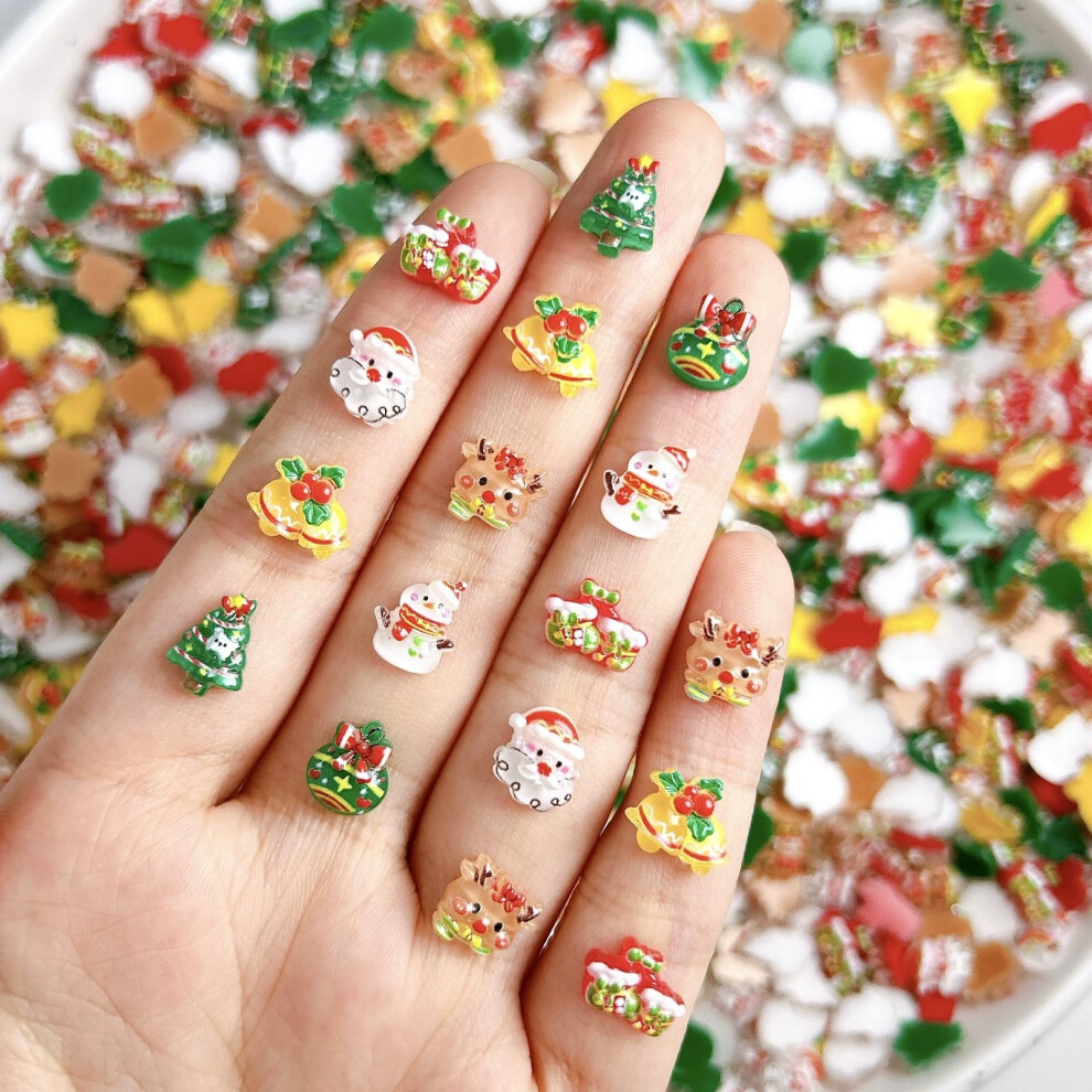50pcs Christmas Nail Art Charms 3D Resin Decorations Festive Winter Patterns for DIY Manicure