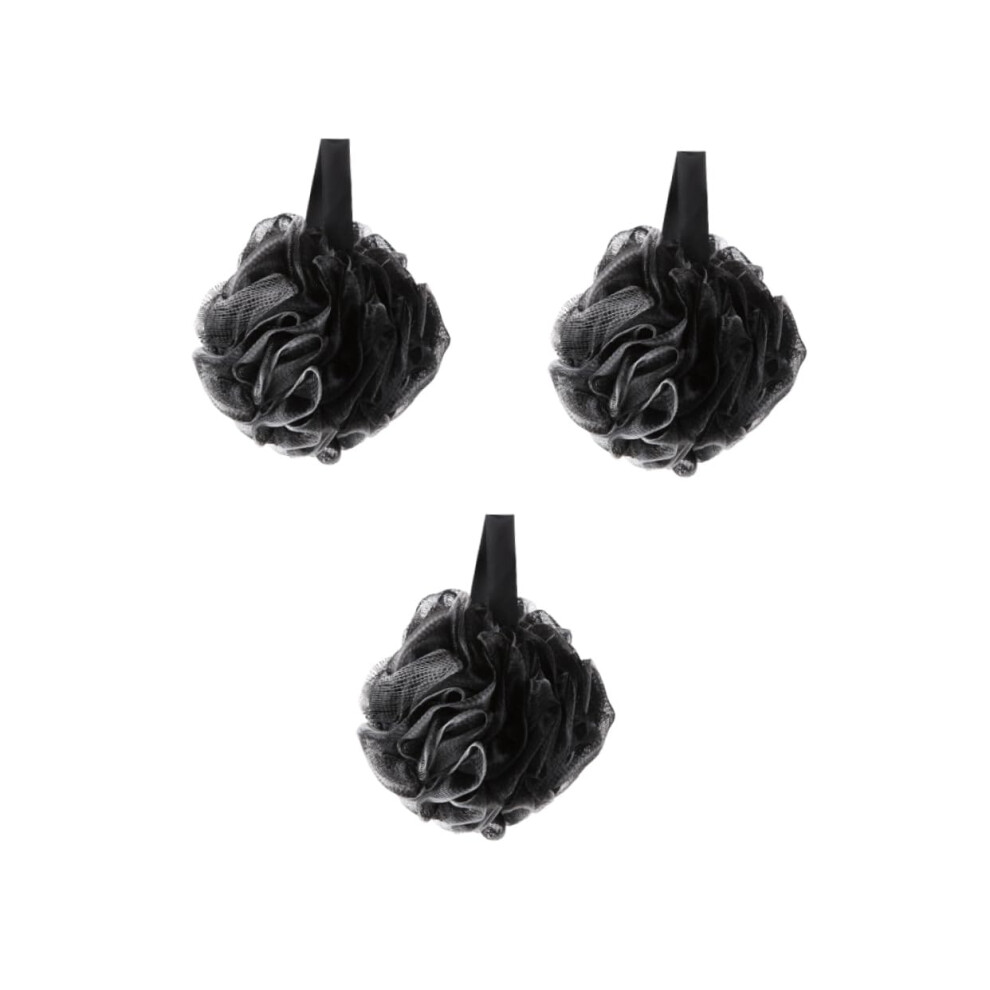 3pcs Black Bamboo Charcoal Bath Sponge Set â Soft Mesh Loofah for Gentle Exfoliation and Rich Lather