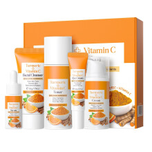 Turmeric Vitamin C Skincare Set with Brightening Formula, 5PCS Face Care Gift Kit for Women