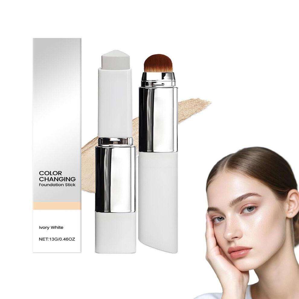 Korean Color Changing Foundation Stick with ColorAdapting Technology, Dewy Finish, Ivory White