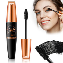 Waterproof Lengthening Mascara with Silk Fiber, LongLasting Curl and Volume, 3D Metal Wand