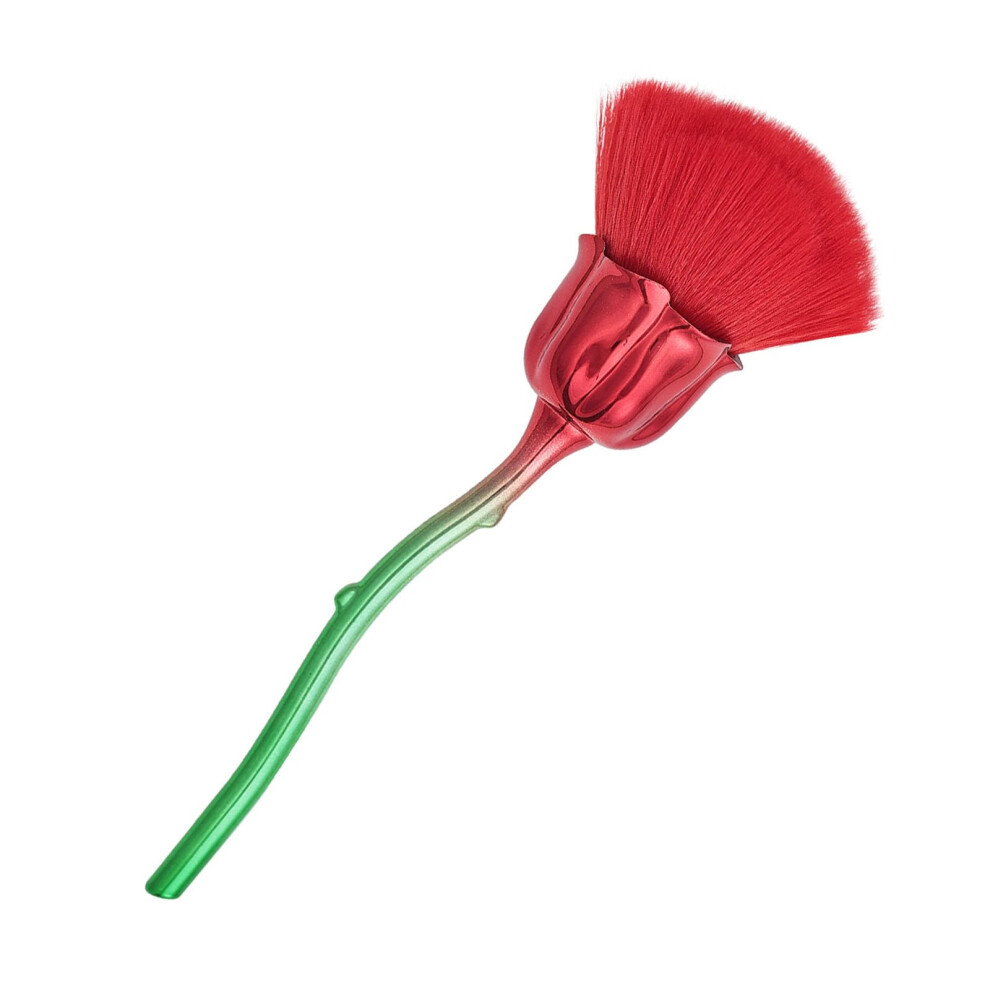 Rose Shaped Nail Dust Brush with Ultra Soft Nylon Fibers and Long Handle for Makeup Powder