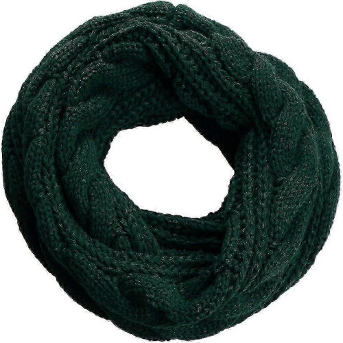 (Twist Dark Green) Womens Thick Ribbed Knit Winter Infinity Circle Loop Scarf Premium