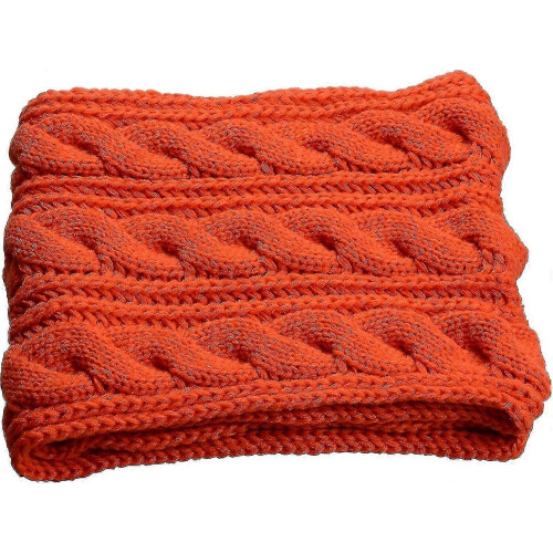 (Twist Orange) Womens Thick Ribbed Knit Winter Infinity Circle Loop Scarf Premium 2