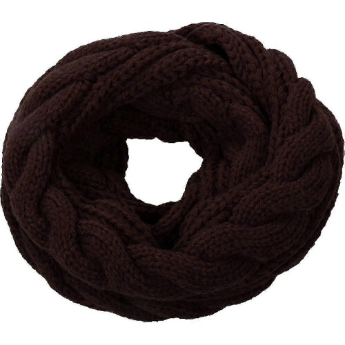 (Twist Dark Chocolate) Womens Thick Ribbed Knit Winter Infinity Circle Loop Scarf Premium