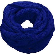 (Twist Royal Blue) Womens Thick Ribbed Knit Winter Infinity Circle Loop Scarf Premium