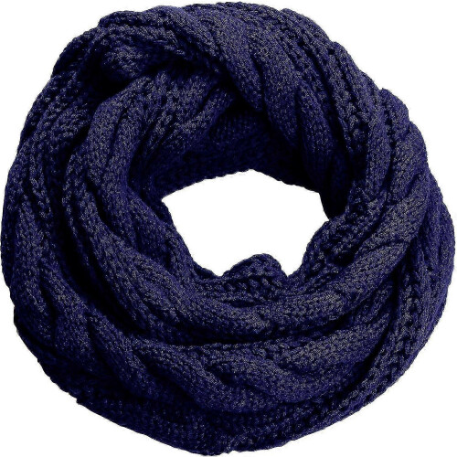 (Twist Navy Blue)Womens Thick Ribbed Knit Winter Infinity Circle Loop Scarf Premium