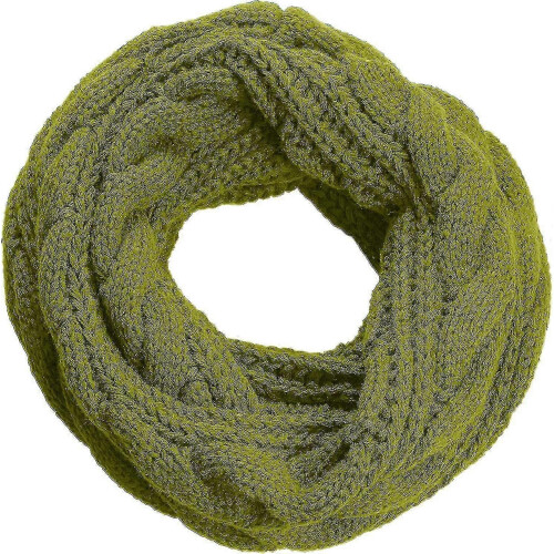 (Twist Greenery Olive Green) Womens Thick Ribbed Knit Winter Infinity Circle Loop Scarf Premium