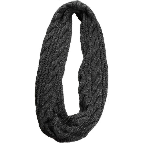 (Twist Charcoal) Womens Thick Ribbed Knit Winter Infinity Circle Loop Scarf Premium 1