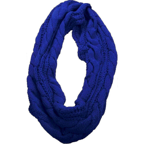 (Twist Royal Blue)Womens Thick Ribbed Knit Winter Infinity Circle Loop Scarf Premium 1